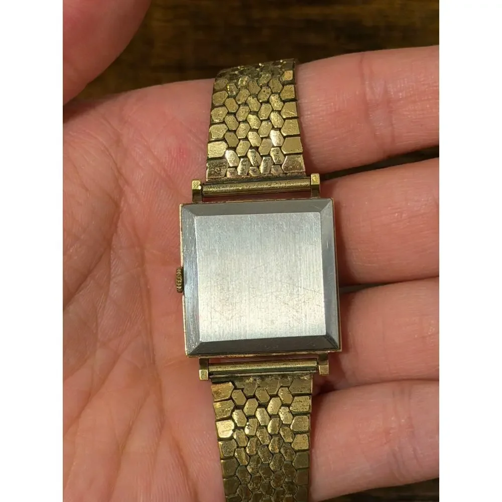 Tissot Swiss Made Gold-Tone Rectangular Dress Watch Roman Numerals